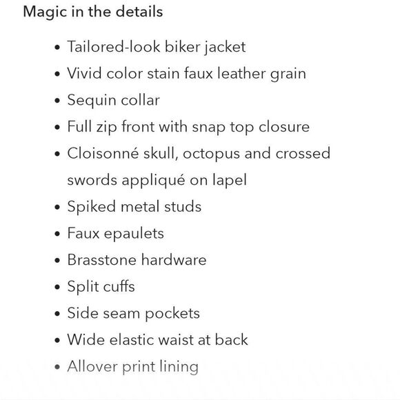 Disney Descendants Uma Faux Leather Moto Jacket Sz 11/12 - Picture 15 of 15